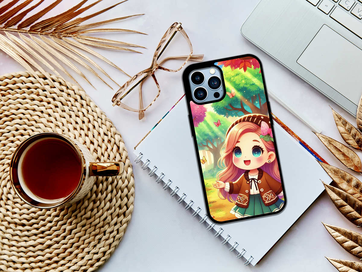 Autumn Stroll – Kawaii Forest Girl Phone Case