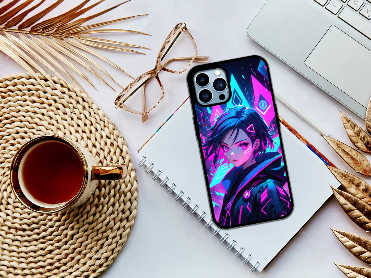 Neon Cyberpunk Dreamscape Anime-Inspired Art Print