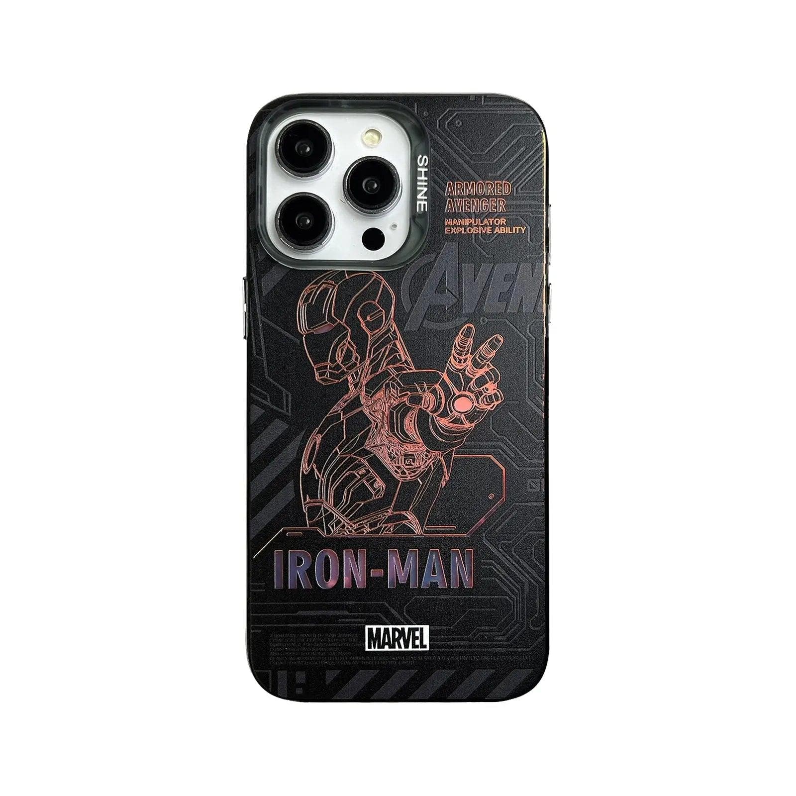 Bronzing Marvel Spider-Man Iron Man Phone Case