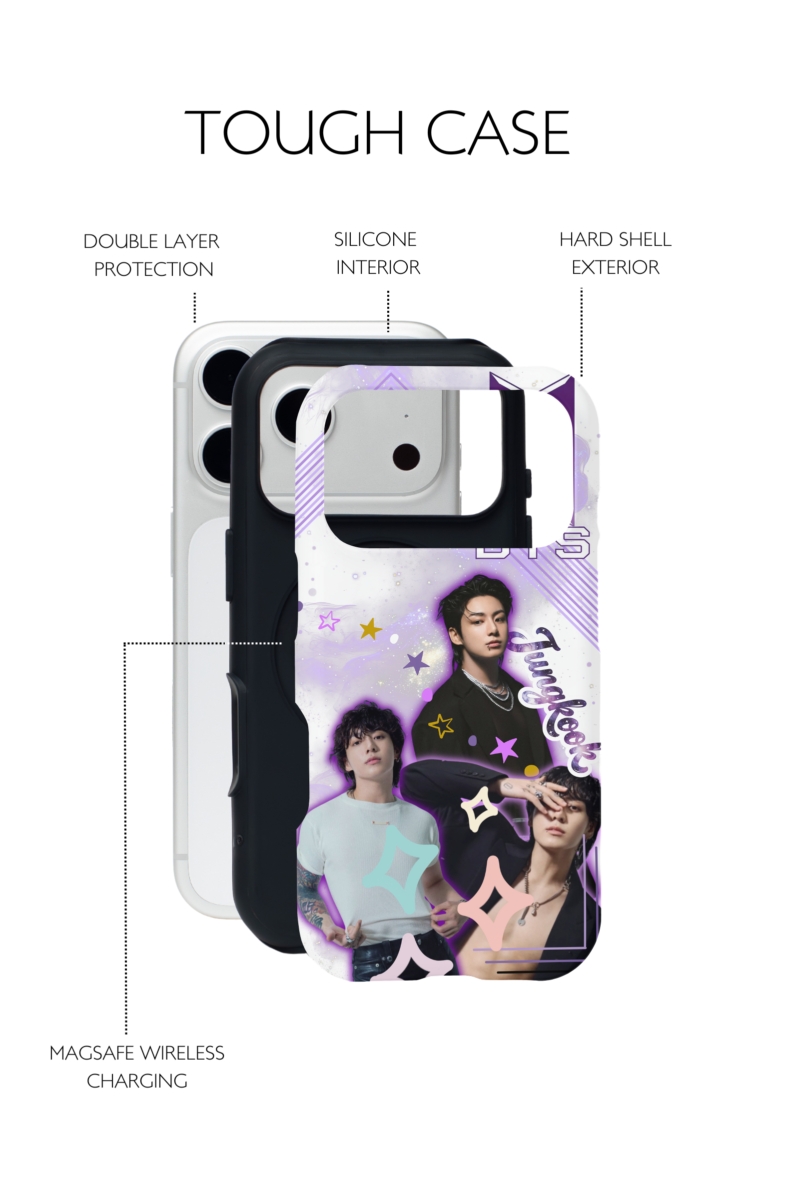 BTS Jungkook iPhone Case – Purple Galaxy K‑Pop Phone Cover for